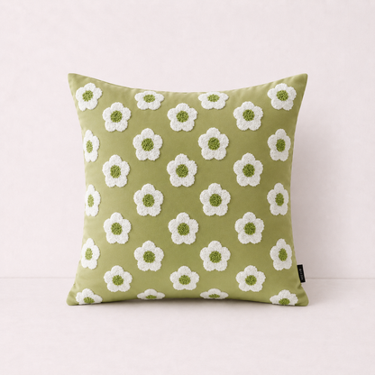 Boho Fringe Throw Pillow Cover - Green