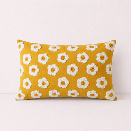 Boho Fringe Throw Pillow Cover - Yellow