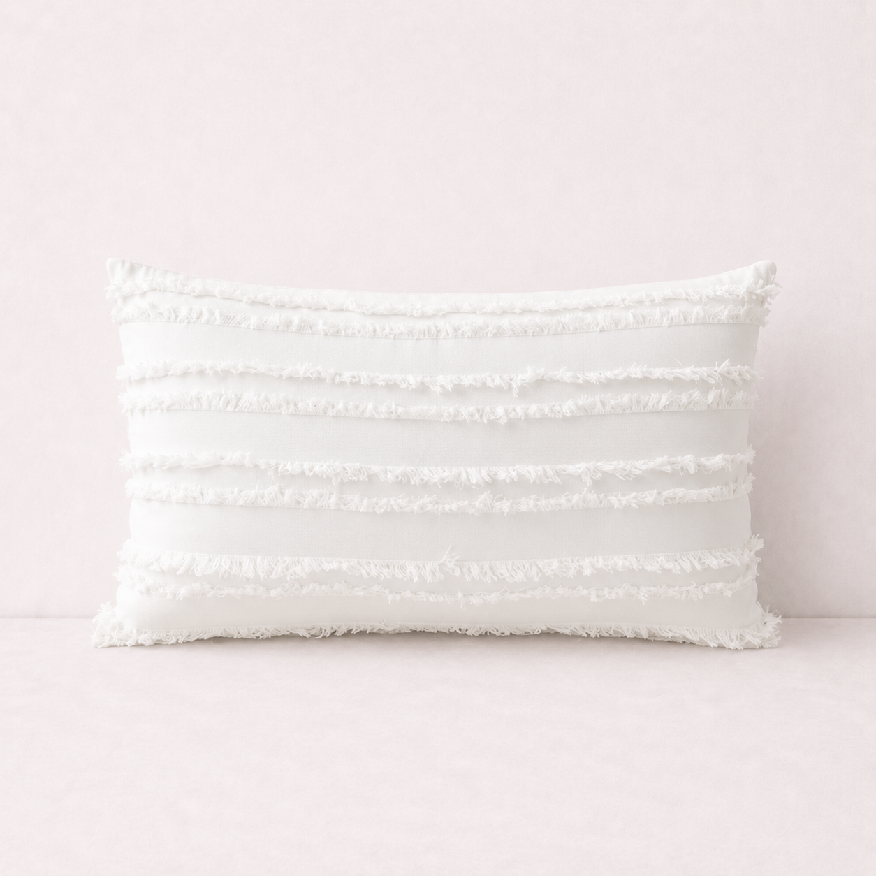 Boho Fringe Throw Pillow Cover - White