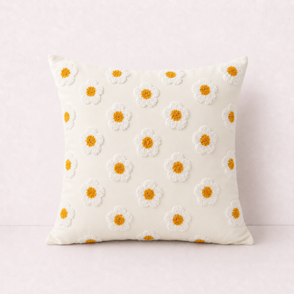 Boho Fringe Throw Pillow Cover - Cream White