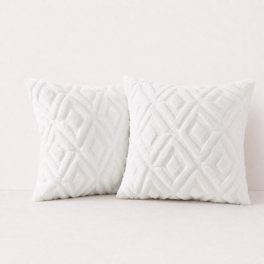 Modern Plush Throw Pillow Cover - Cream White