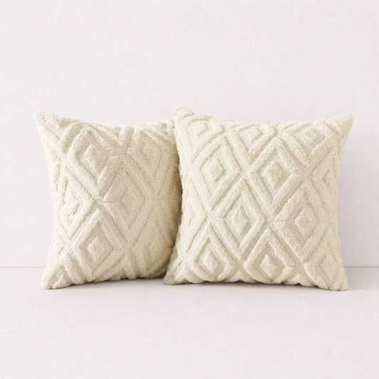 Modern Plush Throw Pillow Cover - Beige