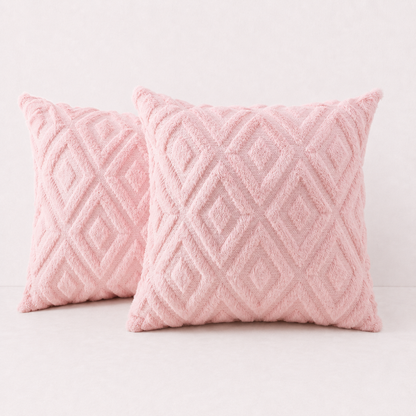 Modern Plush Throw Pillow Cover - Pink