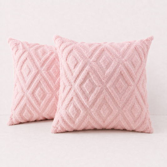 Modern Plush Throw Pillow Cover - Pink