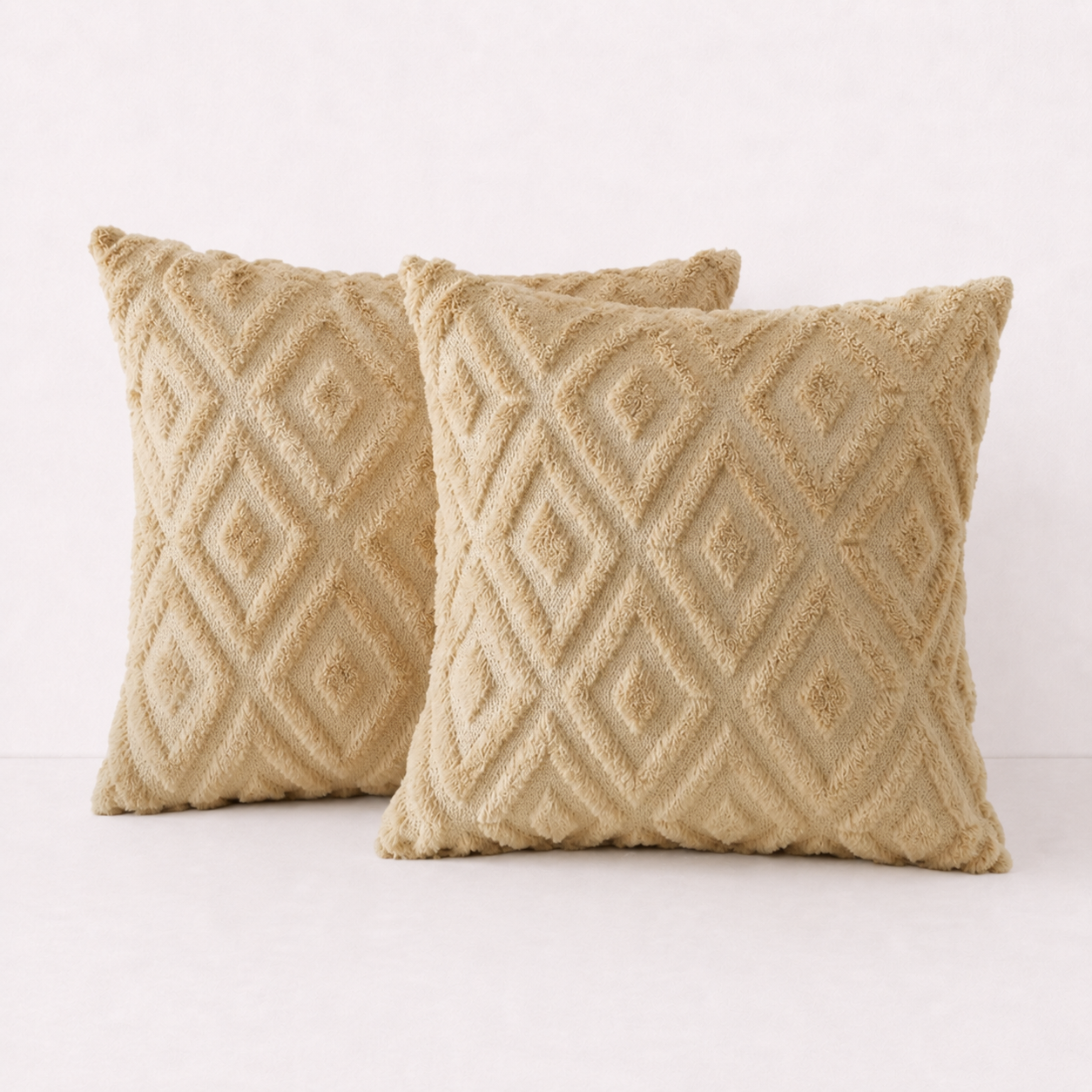 Modern Plush Throw Pillow Cover - Light Khaki