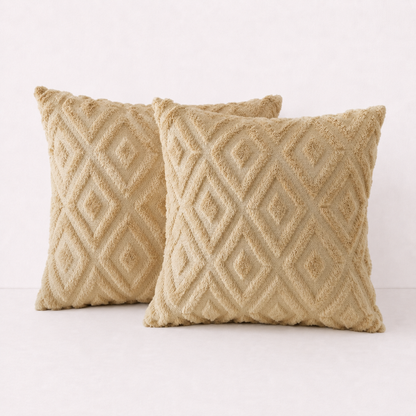 Modern Plush Throw Pillow Cover - Light Khaki
