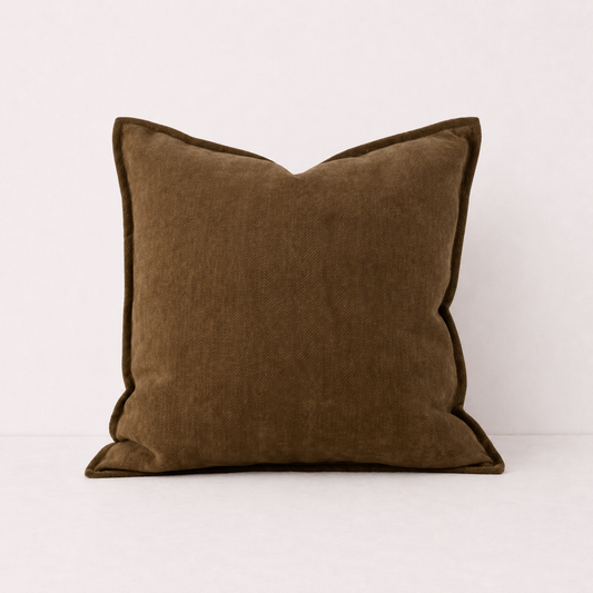 Cozy Chenille Throw Pillow Cover- Brown