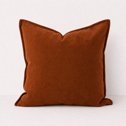 Cozy Chenille Throw Pillow Cover- Rust Orange