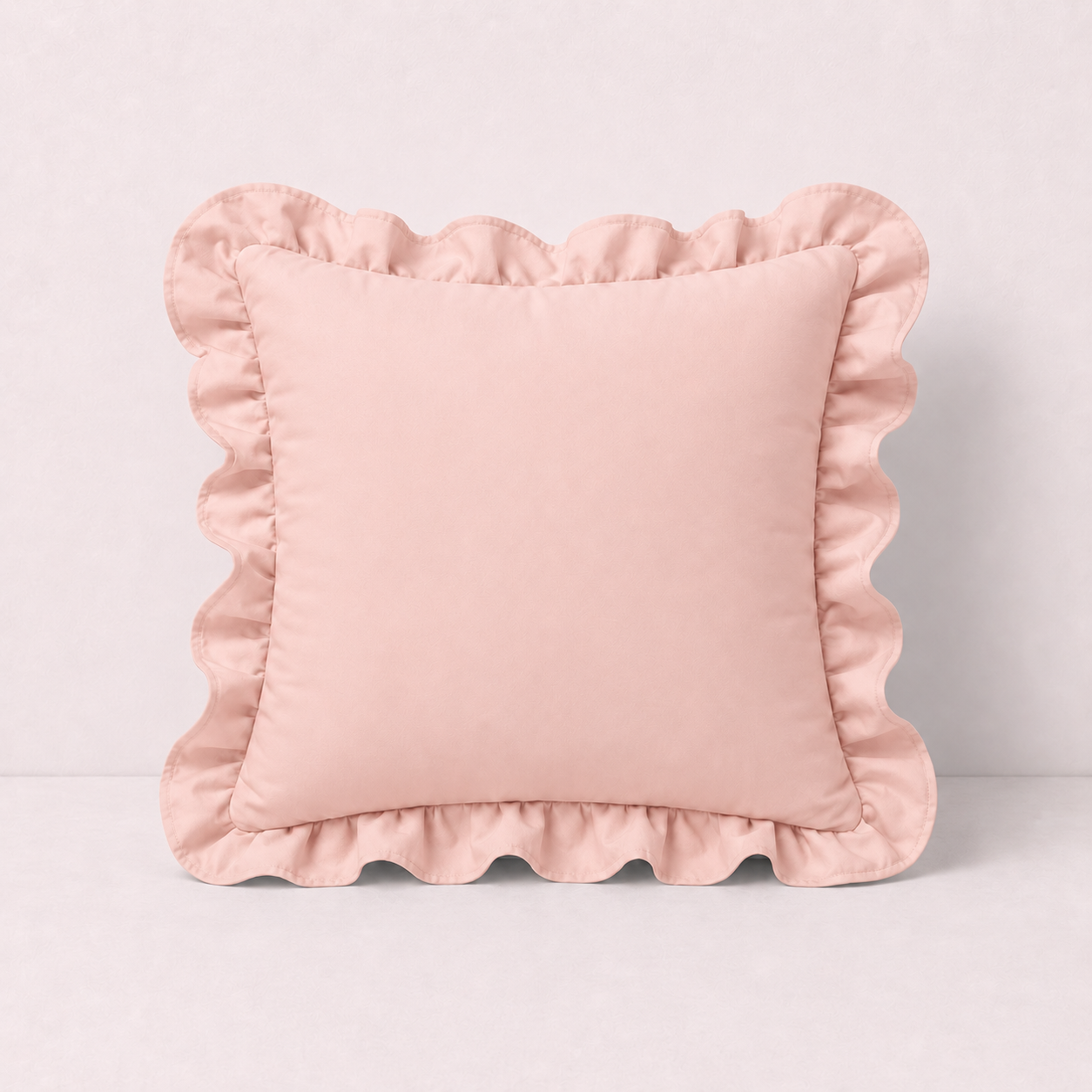 French Ruffle Cotton Pillow Cover - Pink