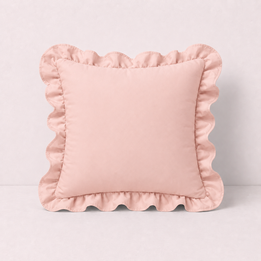French Ruffle Cotton Pillow Cover - Pink