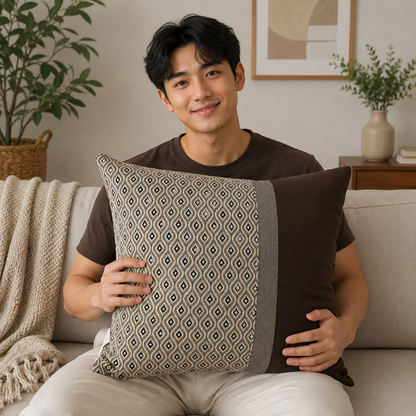Modern Geometric Throw Pillow Cover - Brown