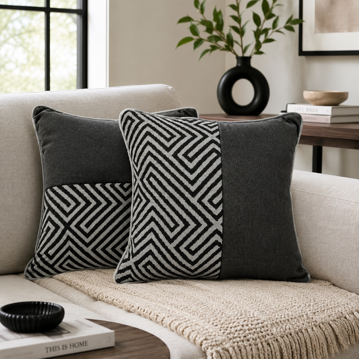 Modern Maze Accent Pillow Cover