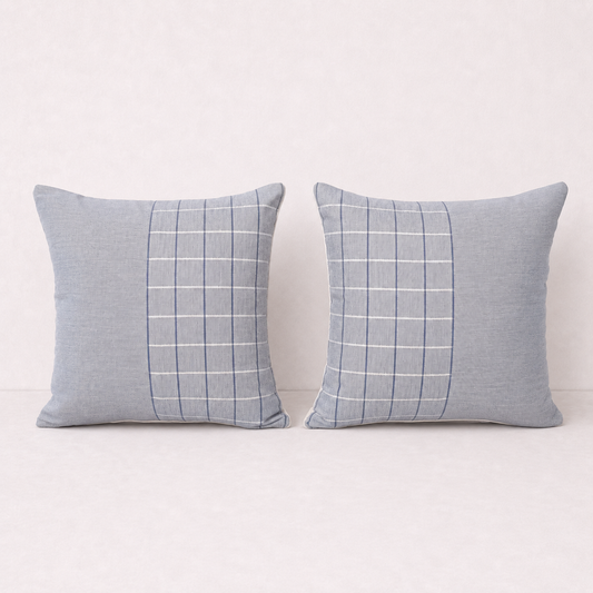 Grey Checkered Pillow Cover Set