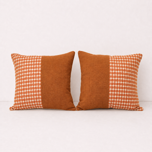 Orange Geometric Pillow Cover Set