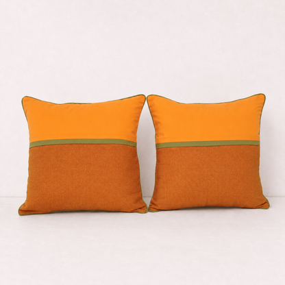 Orange Colorblock Pillow Cover Set