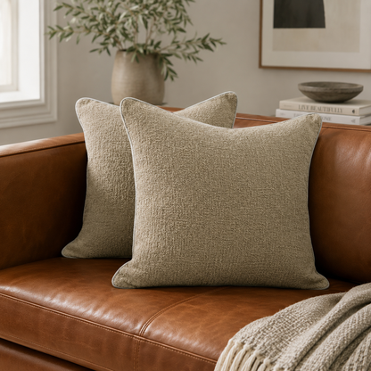 Soft Textured Beige Pillow Cover