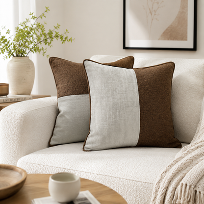 Rustic Contrast Textured Pillow Cover