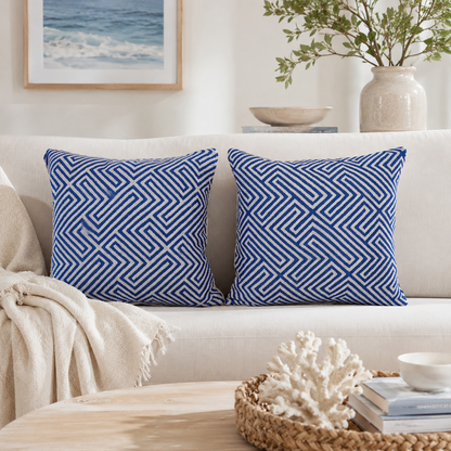 Blue Maze Pillow Cover Set