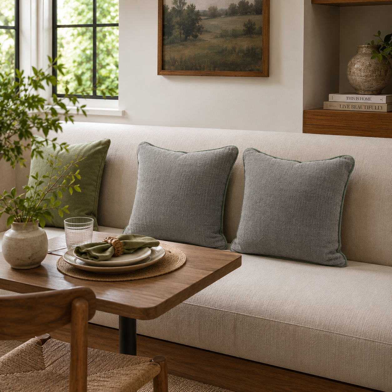 Modern Olive Textured Pillow Cover