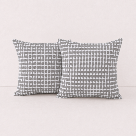 Grey Geometric Pillow Cover Set