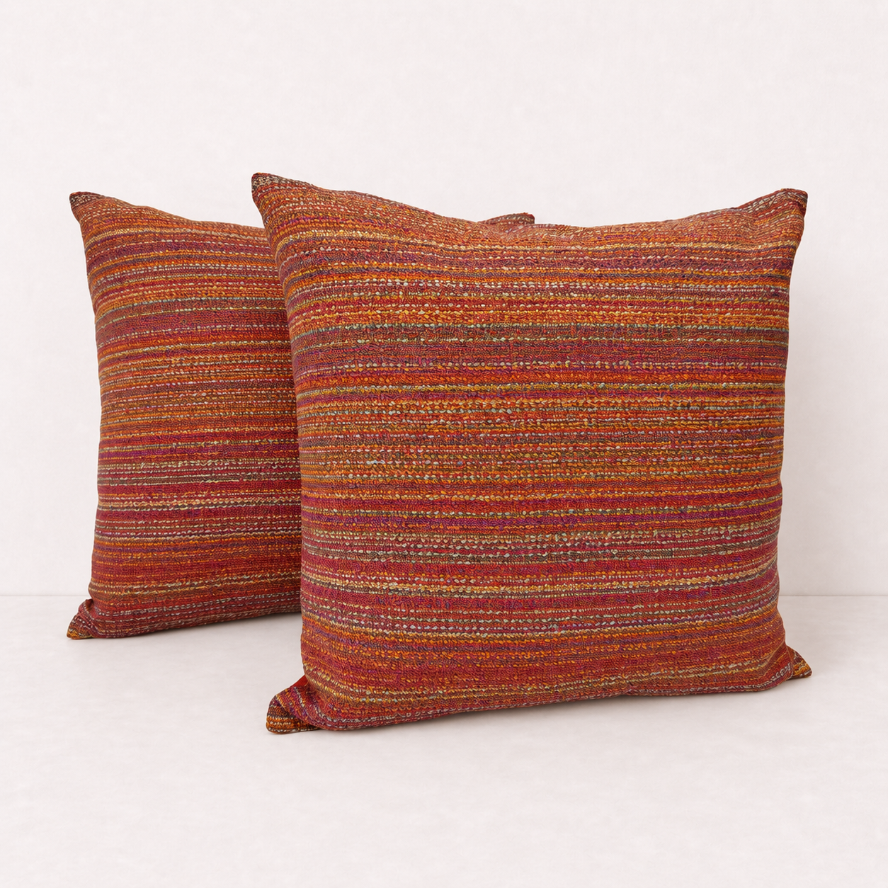 Rust Woven Pillow Cover Set