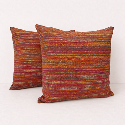 Rust Woven Pillow Cover Set