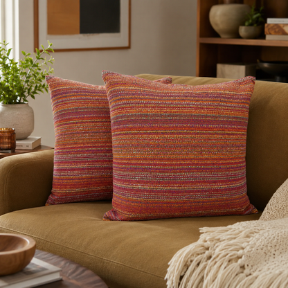 Rust Woven Pillow Cover Set