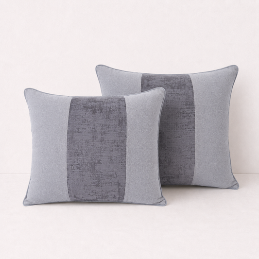 Grey Panel Pillow Cover Set