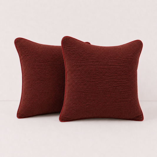 Ruby Red Boucle Pillow Covers