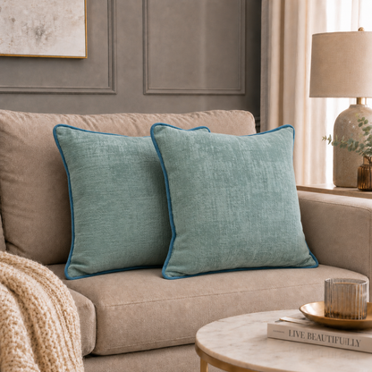 Aqua Velvet Pillow Cover Set