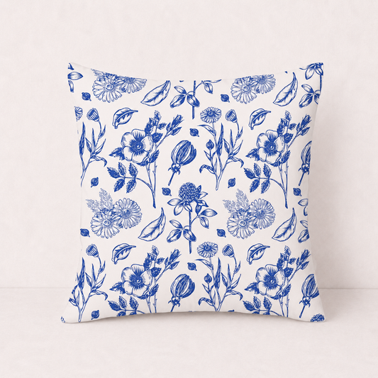 Elegant Blue Garden Pillow Cover - Floravine