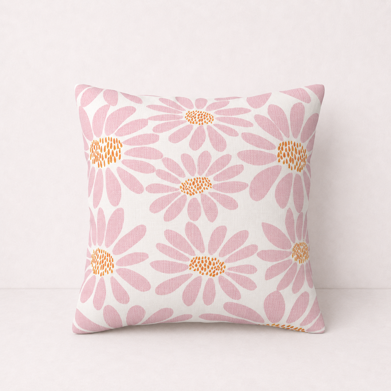 Pink Floral Throw Pillow Cover - Blossom Meadow