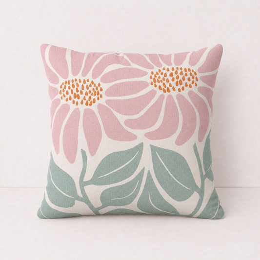 Pink Floral Throw Pillow Cover - Daisy Whisper