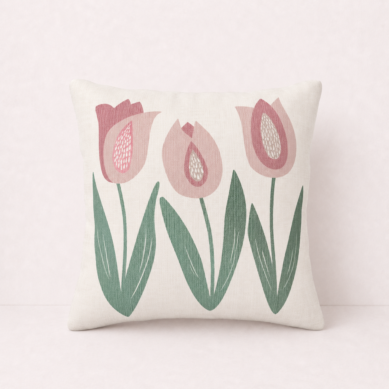 Pink Floral Throw Pillow Cover - Tulip Bloom