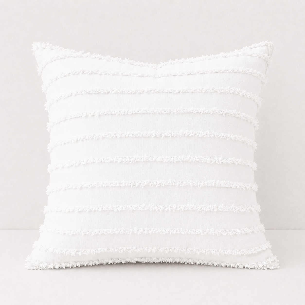 Fringed Boho Throw Pillow Cover Style - White