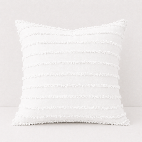 Fringed Boho Throw Pillow Cover Style - White