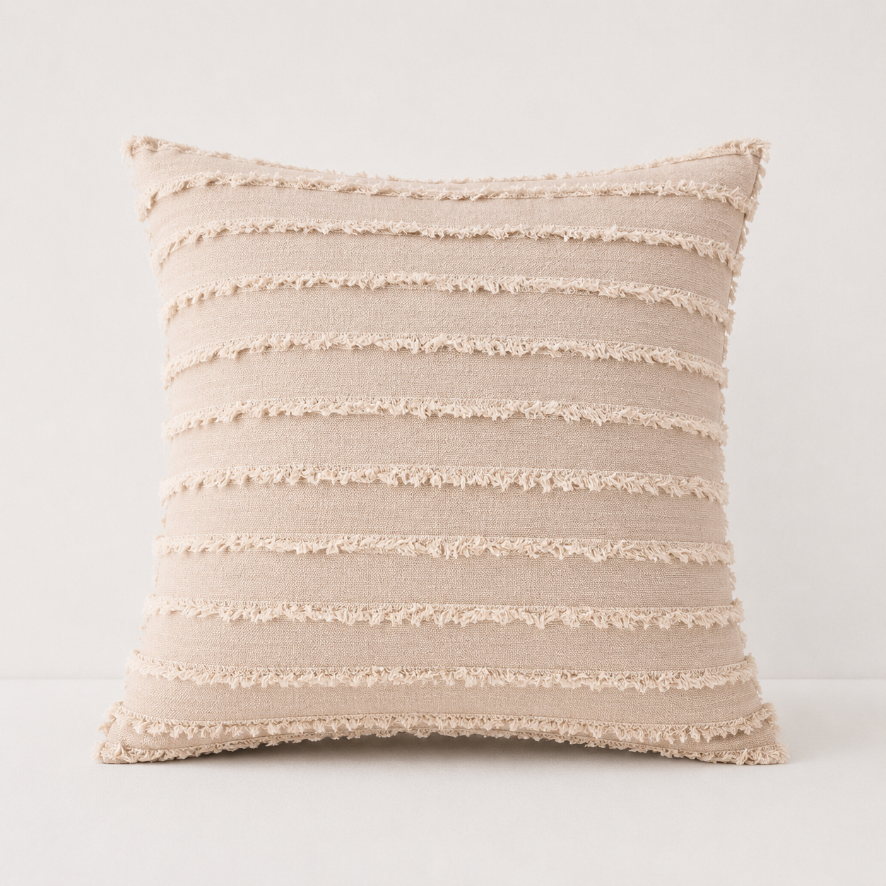 Fringed Boho Throw Pillow Cover Style - Cream