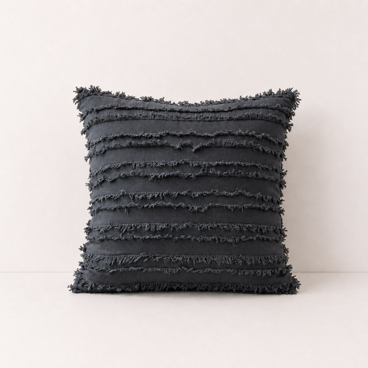 Fringed Boho Throw Pillow Cover Style - Grey