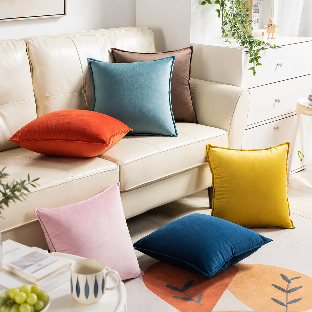 Soft Velvet Sofa Pillow Cover -Orange