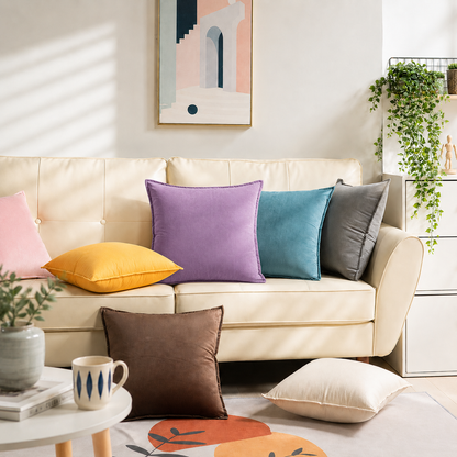 Soft Velvet Sofa Pillow Cover - Purple