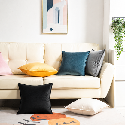 Soft Velvet Sofa Pillow Cover - Black