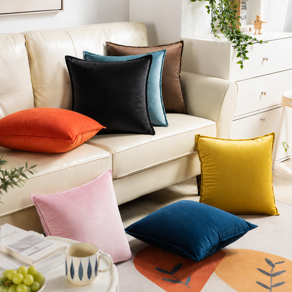 Soft Velvet Sofa Pillow Cover - Black