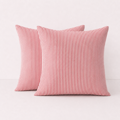 Striped Throw Pillow Cover Cases -Ticking Red