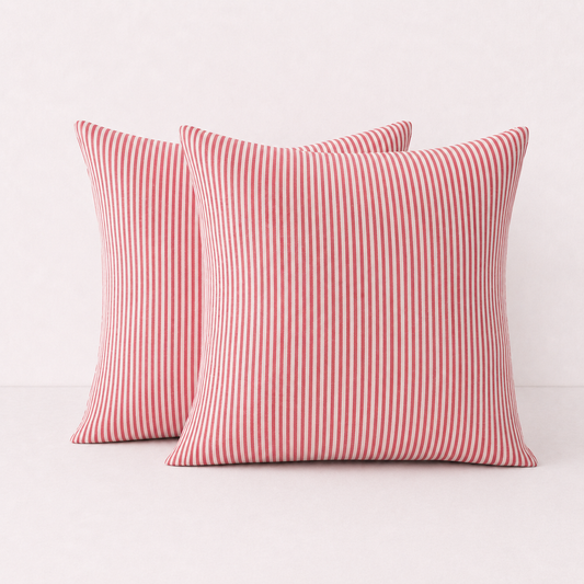 Striped Throw Pillow Cover Cases -Ticking Red