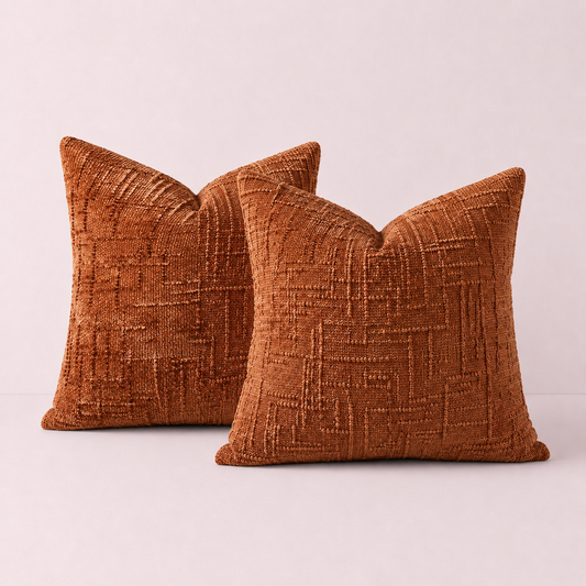 Thick Textured Slubby Couch Pillow Covers -Orange