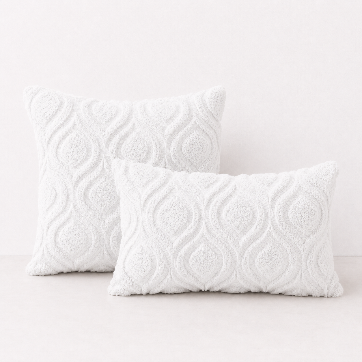 Geometric Quilted Pillow Covers- White