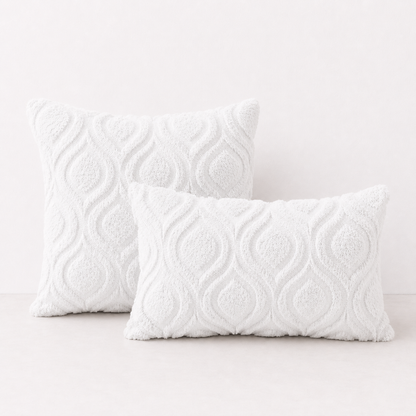 Geometric Quilted Pillow Covers- White