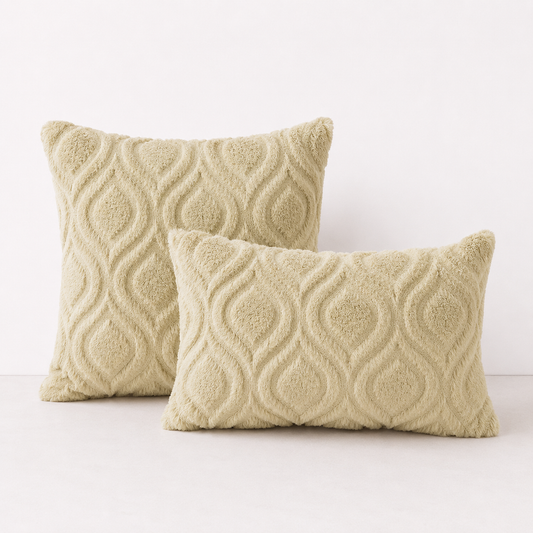Geometric Quilted Pillow Covers- Ivory