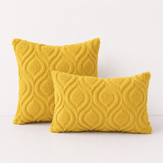 Geometric Quilted Pillow Covers- Yellow