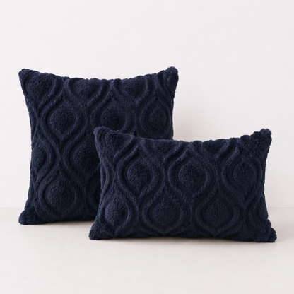 Geometric Quilted Pillow Covers- Navy